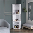 Pemberly Row Corner Bar Cabinet with Wine Storage 70.8in in White