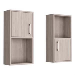 Pemberly Row Bathroom Medicine Cabinet with 4 Shelves in Beige