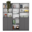 Pemberly Row 3 Piece Bookcase Set 71in Tall in Matt Gray and White