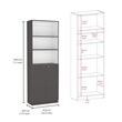Pemberly Row 3 Piece Bookcase Set 71in Tall in Matt Gray and White