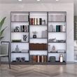 Pemberly Row 3 Piece Bookcase Set 71in Tall in Matt Gray and White