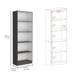 Pemberly Row 3 Piece Bookcase Set 71in Tall in Matt Gray and White