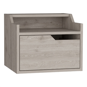 Pemberly Row Floating Nightstand with Drawer and Shelf in Gray