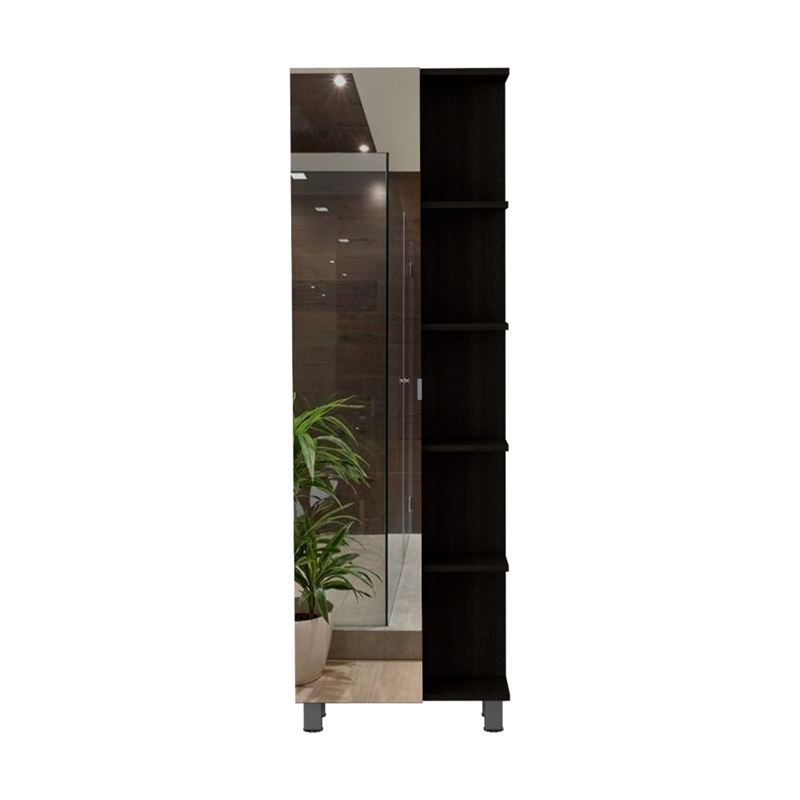 Pemberly Row 2 Piece Bathroom Set Linen and Medicine Cabinet in Black
