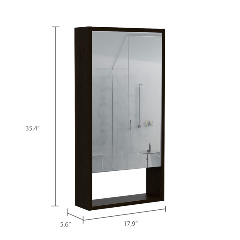 Pemberly Row 2 Piece Bathroom Set Linen and Medicine Cabinet in Black