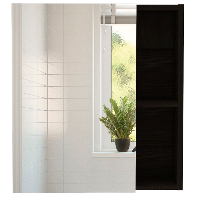 Pemberly Row 2 Piece Bathroom Set Linen and Medicine Cabinet in Black