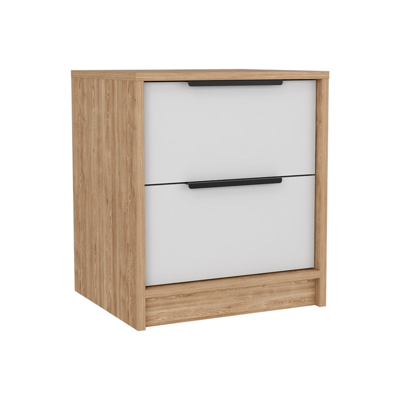 Pemberly Row 2 Piece Bedroom Set Shoe Rack and Nightstand in Multi-Color