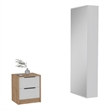 Pemberly Row 2 Piece Bedroom Set Shoe Rack and Nightstand in Multi-Color