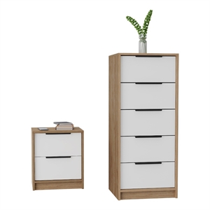 Pemberly Row 2 Piece Bedroom Set Dresser and Nightstand in Multi-Color