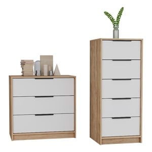 Pemberly Row 2 Piece Bedroom Set 2 Drawer Dressers in Multi-Color