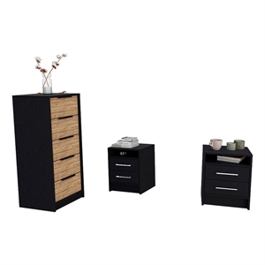 Pemberly Row 3 Piece Bedroom Set Dresser and 2 Nightstands in Multi-Color