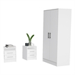 Pemberly Row 3 Piece Bedroom Set Armoire and 2 Nightstands in White