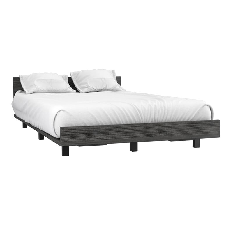 Pemberly Row Twin Bed Frame with Headboard 47in Wide in Gray