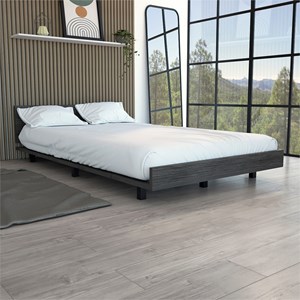 Pemberly Row Twin Bed Frame with Headboard 47in Wide in Gray