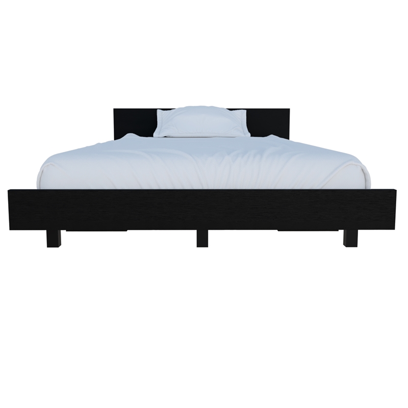 Pemberly Row Twin Bed Frame with Headboard 47in Wide in Black