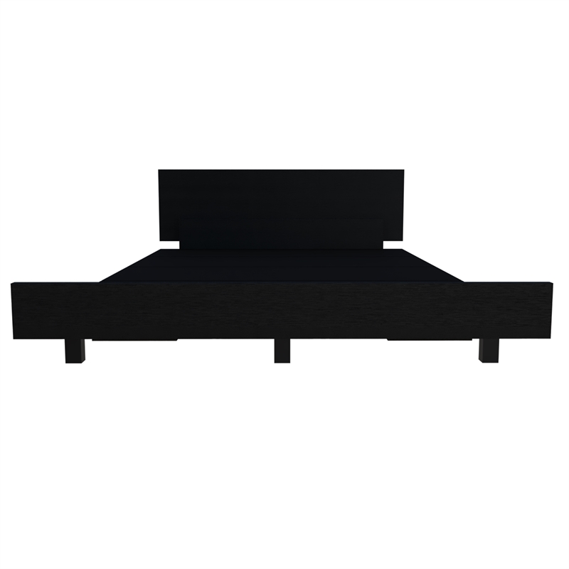 Pemberly Row Twin Bed Frame with Headboard 47in Wide in Black