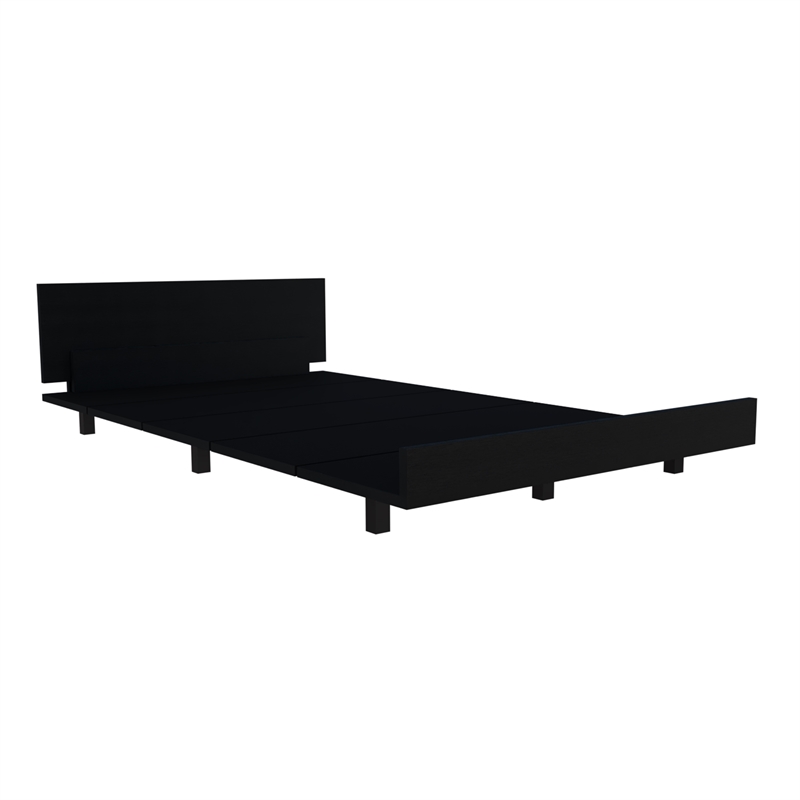 Pemberly Row Twin Bed Frame with Headboard 47in Wide in Black