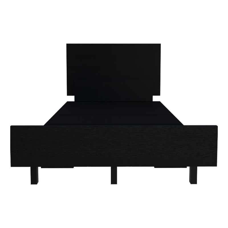 Pemberly Row Twin Bed Frame with Headboard 47in Wide in Black