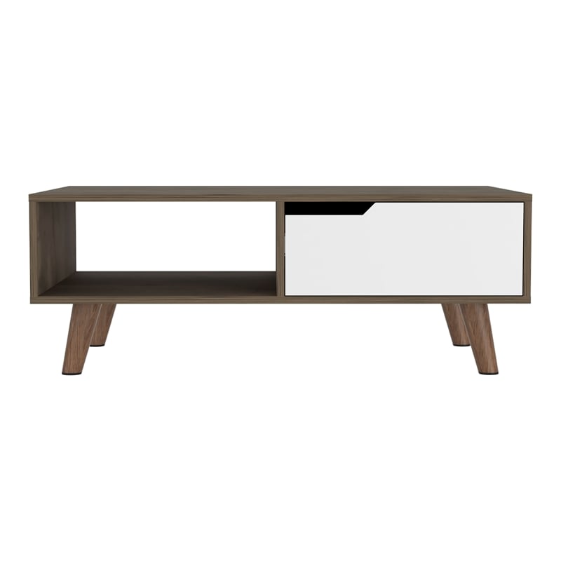 Pemberly Row Coffee Table with Drawer and Shelf 39.6in in Dark Brown