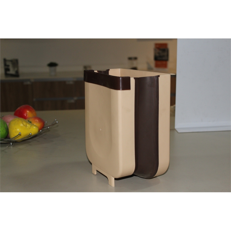 Pemberly Row 1.6 Gallon Cabinet Door Mini Trash Can in Brown