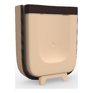 Pemberly Row 1.6 Gallon Cabinet Door Mini Trash Can in Brown