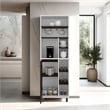 Pemberly Row Tall Coffee Station Sideboard with Cabinet in White