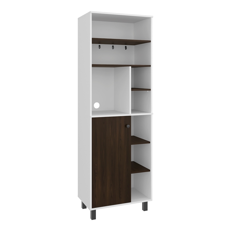 Pemberly Row Tall Coffee Station Sideboard with Cabinet in White