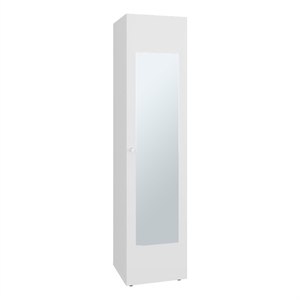 Pemberly Row Tall Single Door Linen Cabinet with Mirror in White