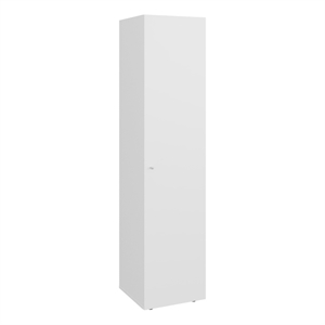 Pemberly Row Tall Single Door Linen Storage Cabinet in White