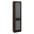 Pemberly Row Double Glass Door Display Cabinet with Shelves in Brown