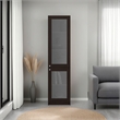 Pemberly Row Double Glass Door Display Cabinet with Shelves in Brown