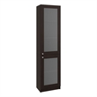 Pemberly Row Double Glass Door Display Cabinet with Shelves in Brown