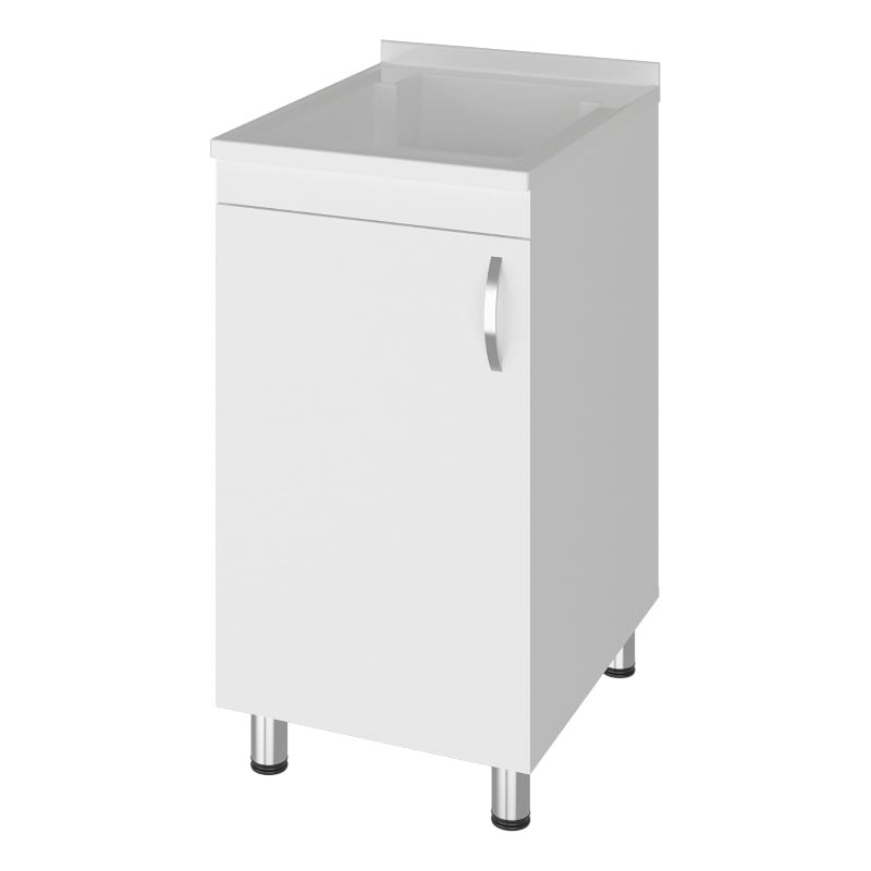 Pemberly Row Utility Tub and Sink Cabinet with One Door in White