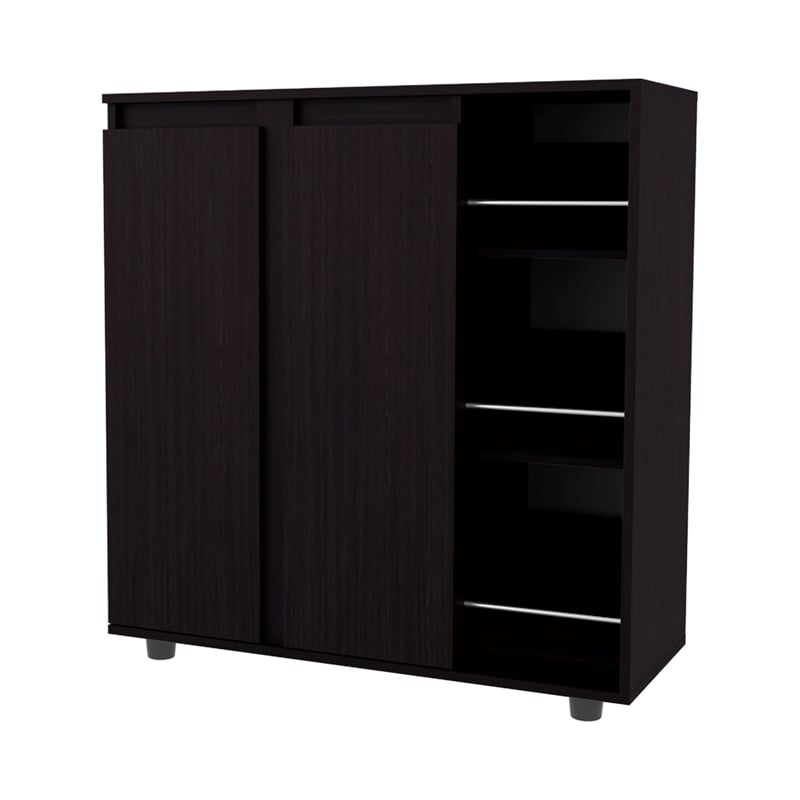 Pemberly Row 3 Tier Shoe Rack with Side Storage Tiers in Black