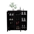Pemberly Row 3 Tier Shoe Rack with Side Storage Tiers in Black