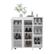 Pemberly Row 3 Tier Shoe Rack with Side Storage Tiers in White