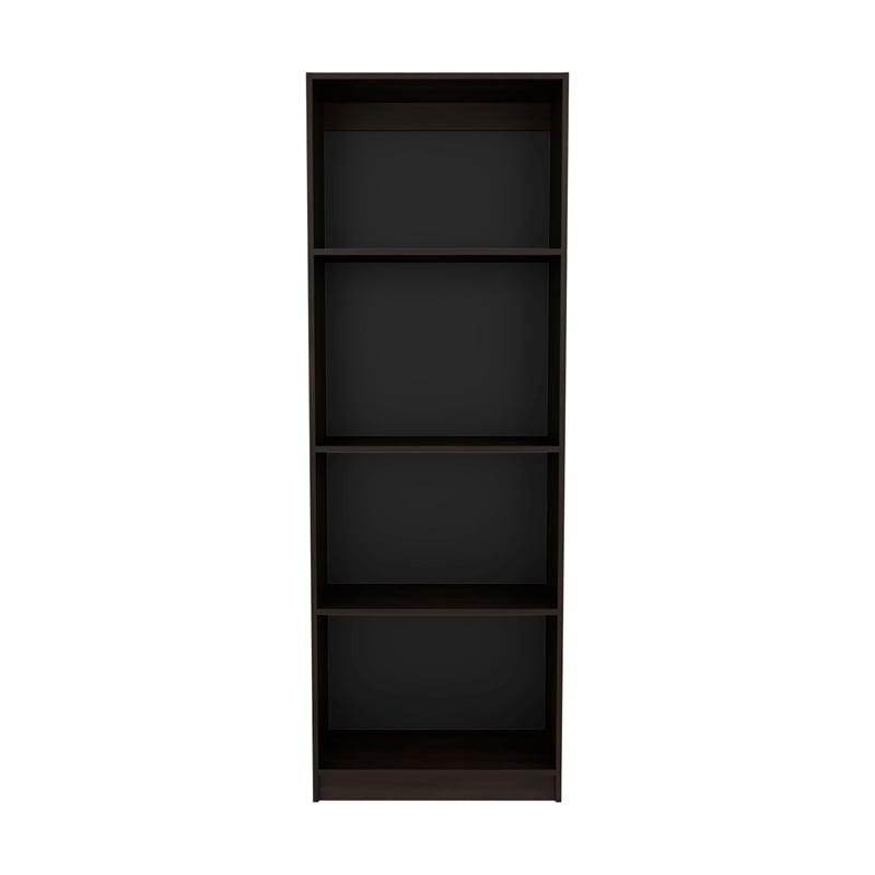 Pemberly Row Tall Elegant 4 Shelf Bookcase with Open Storage in Brown