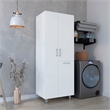 Pemberly Row 71in Bathroom and Laundry Cabinet with Hamper in White