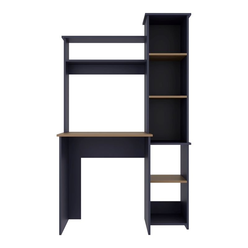 Pemberly Row Writing Desk with Hutch and Bookcase 38.7in in Blue