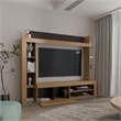 Pemberly Row Entertainment Center TV Stand in Natural Oak and Black