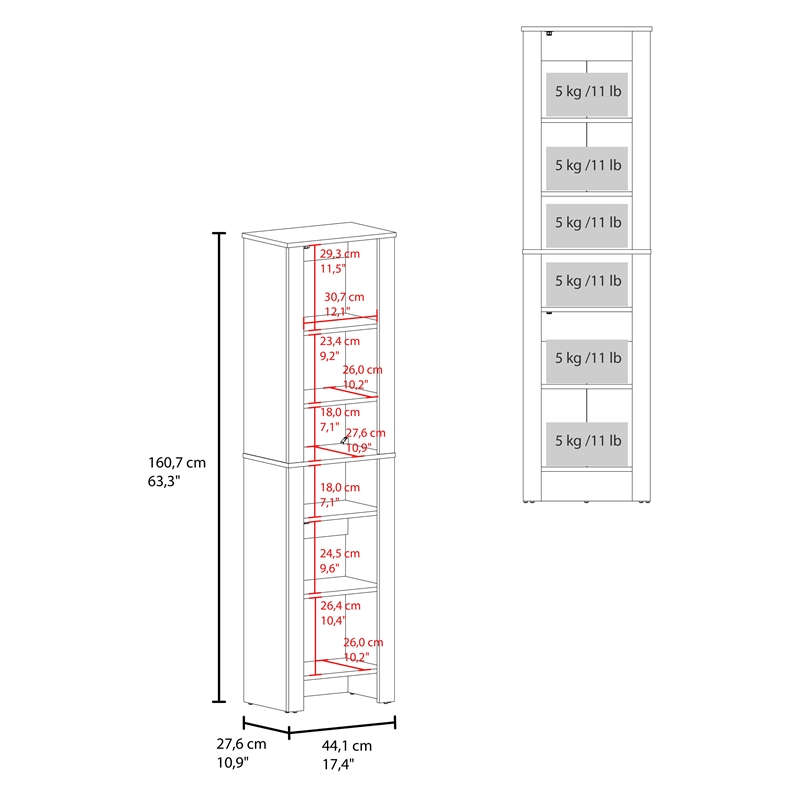 Pemberly Row Tall Bathroom Storage Cabinet 63.83in High in Black