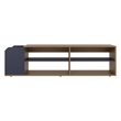 Pemberly Row TV Stand with Open Shelves in Blue and Natural Oak