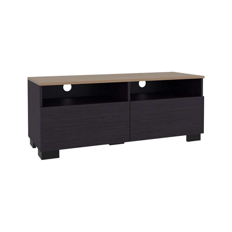 Pemberly Row Minimalist TV Stand with Shelves 44.5in Wide in Multi-Color