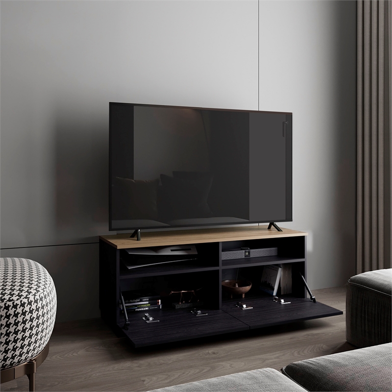 Pemberly Row Minimalist TV Stand with Shelves 44.5in Wide in Multi-Color