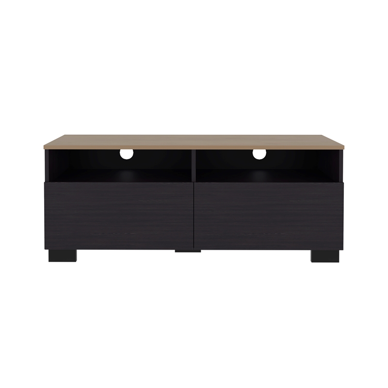Pemberly Row Minimalist TV Stand with Shelves 44.5in Wide in Multi-Color