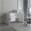Pemberly Row Office Desk with Drawer and Shelves 47.4in in White