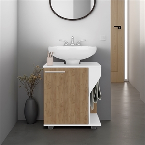 Pemberly Row Under Sink Storage Cabinet with Doors in Natural Oak