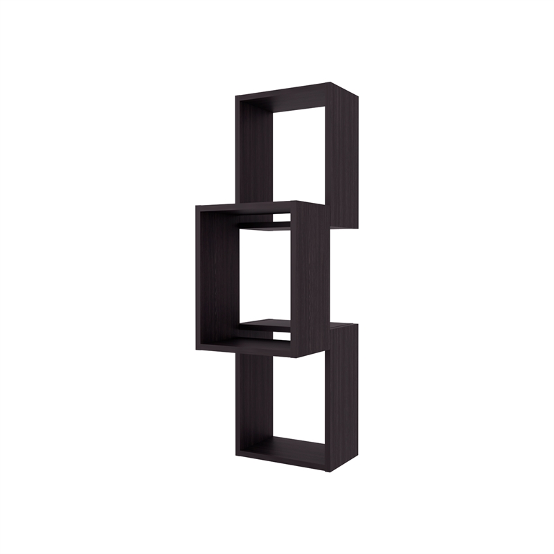 Pemberly Row 6 Cube Wall Mounted Floating Storage Shelf in Black