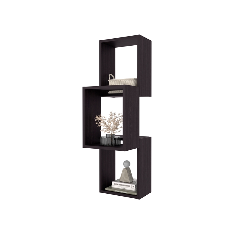 Pemberly Row 6 Cube Wall Mounted Floating Storage Shelf in Black