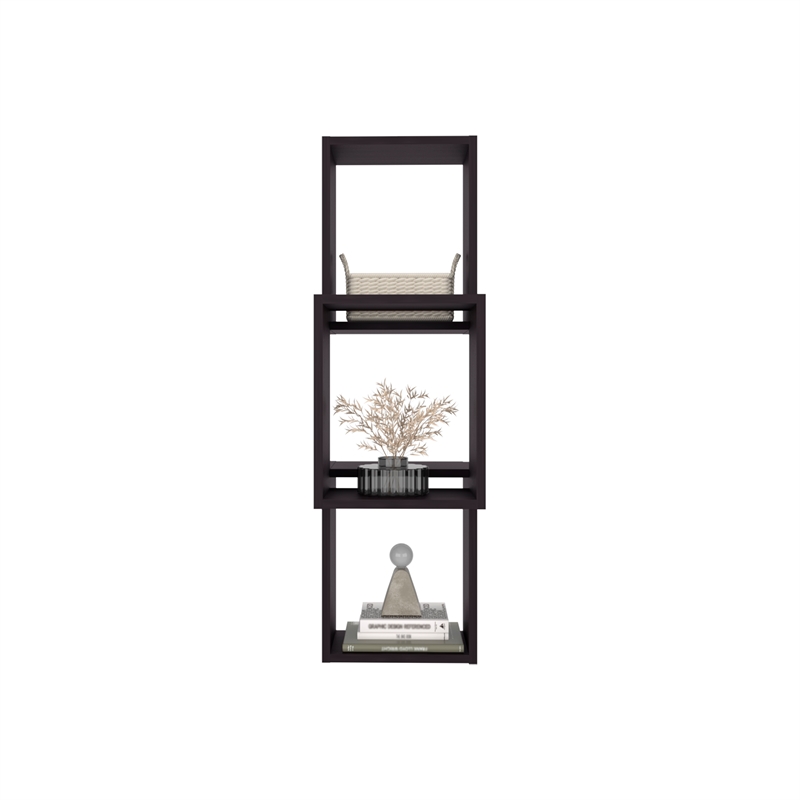 Pemberly Row 6 Cube Wall Mounted Floating Storage Shelf in Black